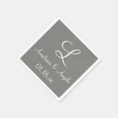 モノグラムグレイかわいいカラーデザインナプキンス スタンダードカクテルナプキン (角)