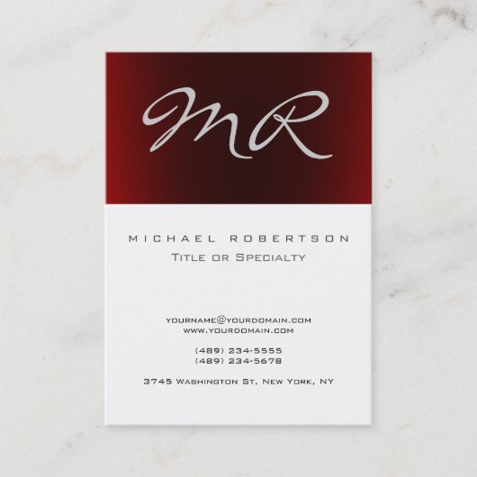 モノグラムグレイストライプのホワイト名刺 名刺 (正面)