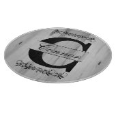 モノグラムグレイフェイクブッチャーブロックウッド | DIY文字 カッティングボード (角)