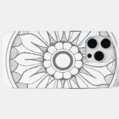 モノグラムグレイモダンデイジーメダリオンパターン Case-Mate iPhoneケース (裏面 (横))