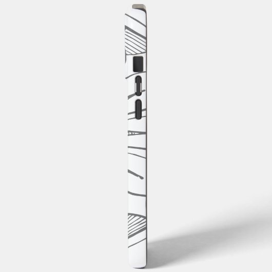 モノグラムグレイモダンデイジーメダリオンパターン Case-Mate iPhoneケース (裏面 / 左)