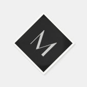 モノグラムグレイモダンブラック名前の追加イニシャル スタンダードカクテルナプキン (角)