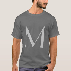 モノグラムグレイモダンブラック名前の追加イニシャル Tシャツ