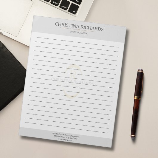 モノグラムグレイモダンラエレガントイン ノートパッド