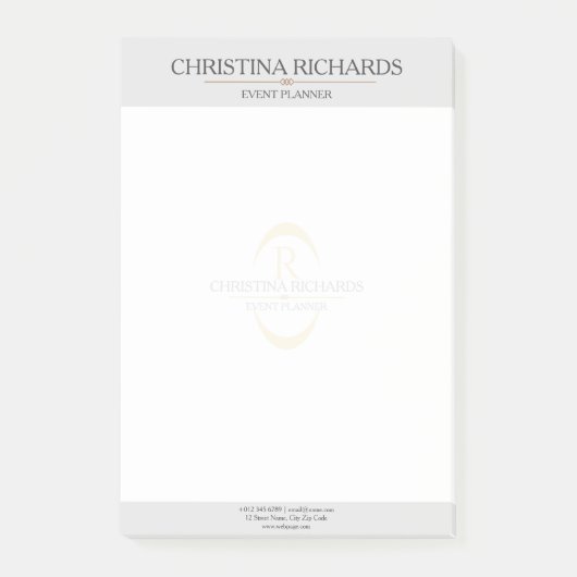 モノグラムグレモダンイエレガントビジネス ポストイット (正面)