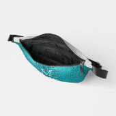 モノグラムグレーとティール(緑がかった色)フェイクスネークスキン ファニーパック (見開き)