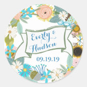 モノグラムグレーとピンクガーラモダンンド ラウンドシール (正面)