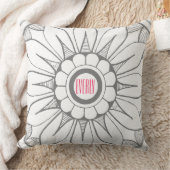 モノグラムグレーとピンクモダンメダリオンパターン クッション (ブランケット)