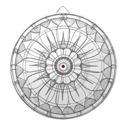 モノグラムグレーとピンクモダンメダリオンパターン ダーツボード (正面)