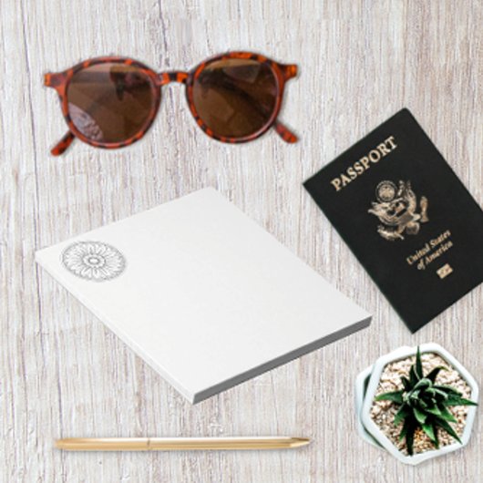 モノグラムグレーとピンクモダンメダリオンパターン ノートパッド