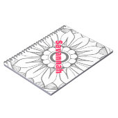 モノグラムグレーとピンクモダンメダリオンパターン ノートブック (左側)