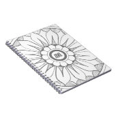 モノグラムグレーとピンクモダンメダリオンパターン ノートブック (右側)