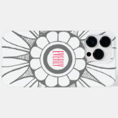 モノグラムグレーとピンクモダンメダリオンパターン Case-Mate iPhoneケース (裏面 (横))