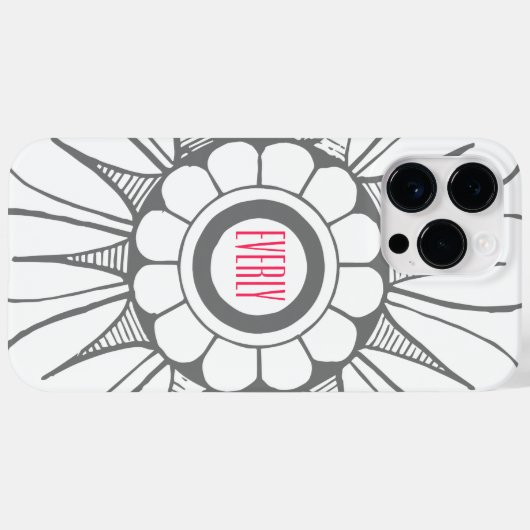 モノグラムグレーとピンクモダンメダリオンパターン Case-Mate iPhoneケース (裏面 (横))