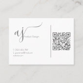 モノグラムグレーとホワイトのQRコードの名刺 名刺 (正面)