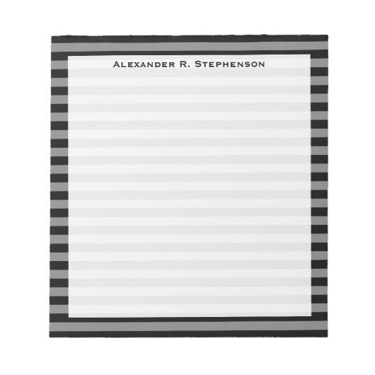モノグラムグレーアンドブラックストライプ ノートパッド (正面)