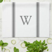 モノグラムグレーストライプパーソナライズされたキッチンタオル キッチンタオル (折り畳み)