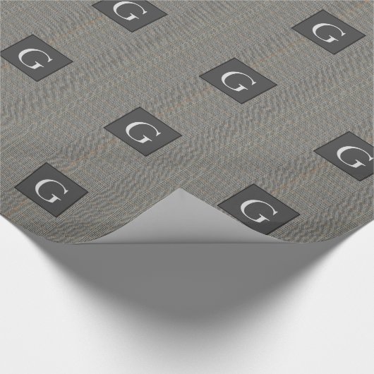 モノグラムグレーツイードグロムスマン結婚のギフト ラッピングペーパー (角)