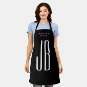 モノグラムグレーブラックミニマルモダンリスト エプロン (着用した状態)
