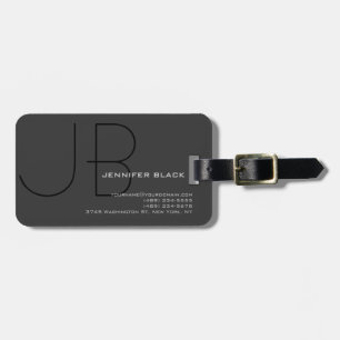 モノグラムグレーブラックミニマルモダンリスト ラゲッジタグ
