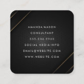 モノグラムグレーブラック | 幾何学的金ゴールド ストライプの スクエア名刺 (裏面)