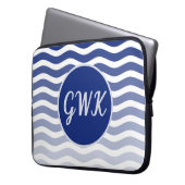 モノグラムグレーブルーウェーブパターンエレクトロニクスバッグ ラップトップスリーブ (正面左)