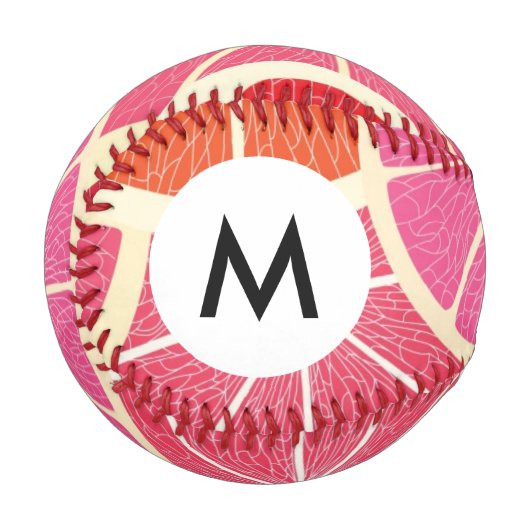 モノグラムグレープフルーツヴィンテージ背景 野球ボール (正面左)