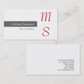 モノグラムグレーホワイトレッド写真用名刺 名刺 (正面/裏面)