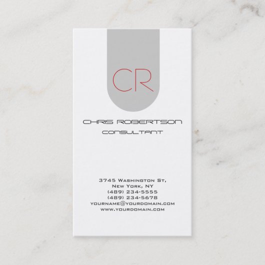 モノグラムグレーホワイト魅力的な名刺 名刺 (正面)