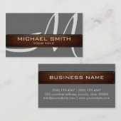 モノグラムグレーモダンレザールック 名刺 (正面/裏面)