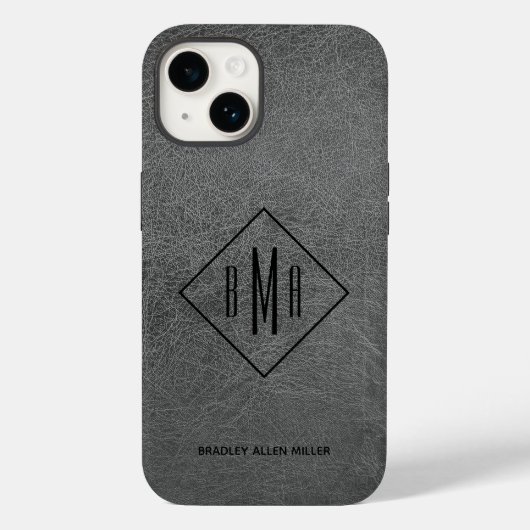モノグラムグレーレザーケースメイトiPhoneケース Case-Mate iPhoneケース (裏面)