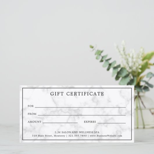 モノグラムグレー大理石ビジネスギフト証明書 (スタンド正面)