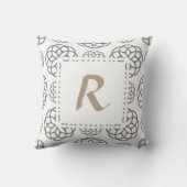 モノグラムグレー幾何学円カスタム付き クッション (裏面)