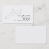 モノグラムグレー白の丸い角の名刺 名刺 (正面/裏面)