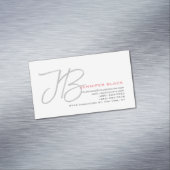 モノグラムグレー白無地の書道台本 マグネット名刺 (インサイチュ)