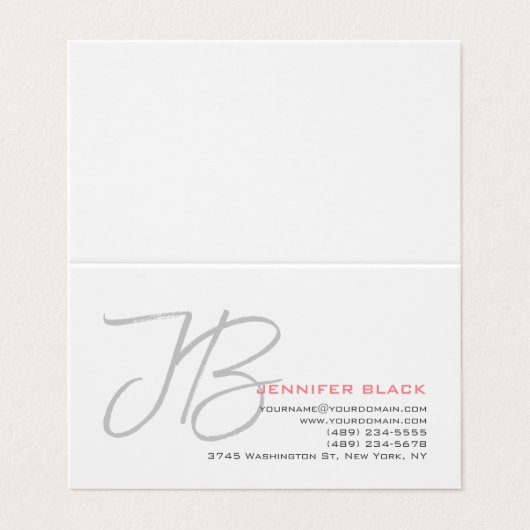 モノグラムグレー白無地の書道台本 名刺 (外部フラット)