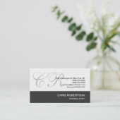 モノグラムグレー白黒コンサルタント名刺 名刺 (スタンド正面)