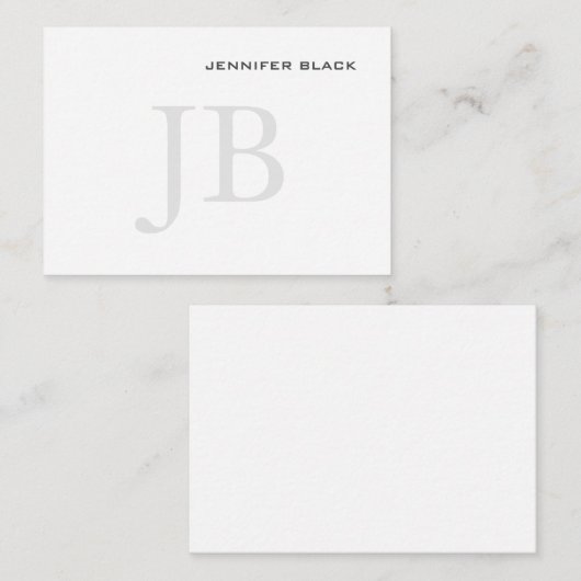 モノグラムグレー白黒ミニマルモダンリスト ノートカード (正面/裏面)