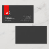 モノグラムグレー赤ストライプコンサルタント名刺 名刺 (正面/裏面)