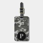 モノグラムグレー軍隊迷彩柄カモフラージサークル ラゲッジタグ (正面縦)