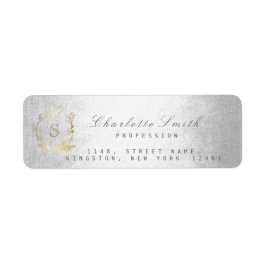 モノグラムグレー金ゴールドフローラリースシルバーRSVP ラベル