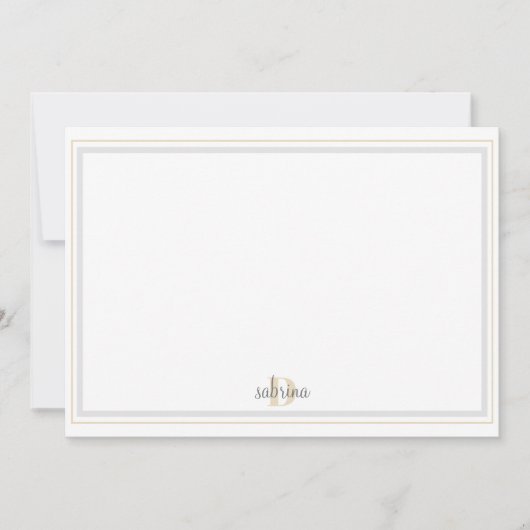 モノグラムグレー&金ゴールドストライプ サンキューカード (正面)