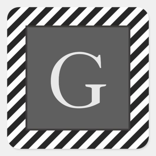 モノグラムグロムメンズ花婿介添人ファーザーグルームストライプ スクエアシール (正面)