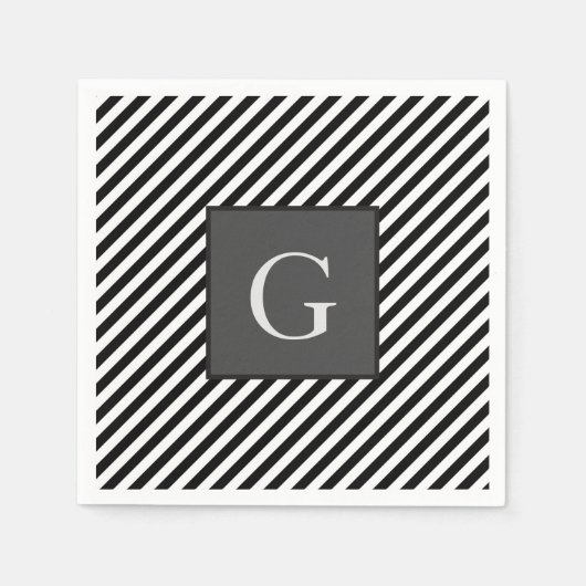モノグラムグロムメンズ花婿介添人ファーザーグルームストライプ スタンダードカクテルナプキン (正面)
