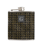 モノグラムグロムメンズ花婿介添人ブラック金ゴールドライオンダマスク フラスク (正面)
