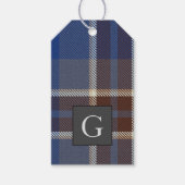 モノグラムグロムメンズ花婿介添人ブルーグレータータンチェックブラック ギフトタグ (正面)
