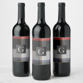 モノグラムグロムメンズ花婿介添人レッドグレータータンチェックブラック ワインラベル (ボトル)