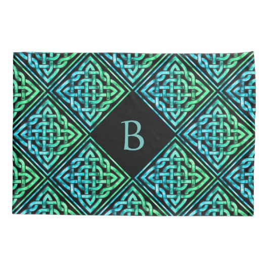 モノグラムケルト結び目模様ピラローケース 枕カバー (裏面)