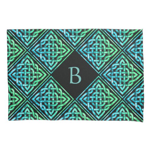 モノグラムケルト結び目模様ピラローケース 枕カバー (正面)