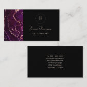 モノグラムゲーデダークパープルブラックモダン抽象芸術 名刺 (正面/裏面)